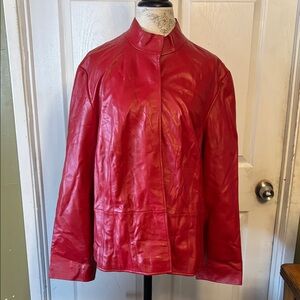 Elegant Red Leather Jacket for Women